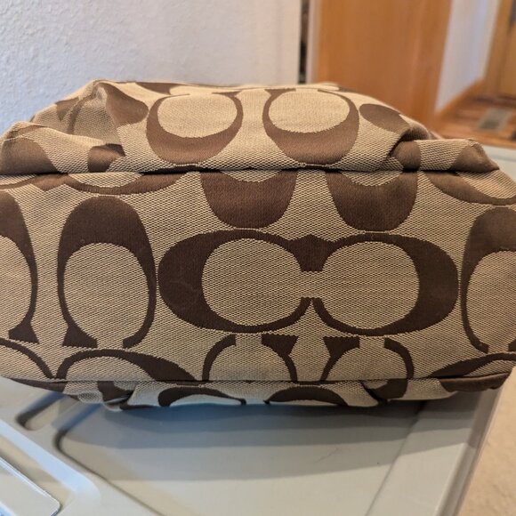 Coach Signature Jacquard Monogram Convertible shoulder bag F15067  Tan/brown - Picture 4 of 8